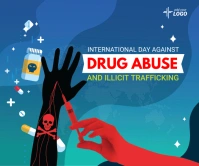 Blue Futuristic Drug Abuse Social Media Post Large Rectangle template