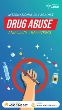 Blue Futuristic Drug Abuse Social Media Post WhatsApp Status template