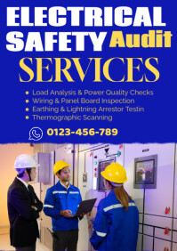 Blue Futuristic Electricity Safety Audit A2 template
