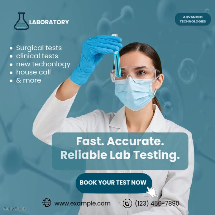 Blue Futuristic Fast & Accurate Lab Testing Services | Advanced Diagnostic Solutions Square (1:1) template
