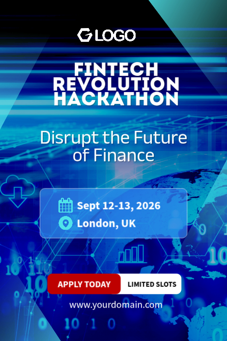 Modèle Blue Futuristic Fintech Hackathon Poster | PosterMyWall