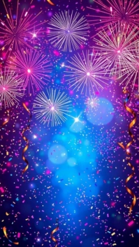 Blue Futuristic Fireworks Background  Digital Display (9:16) template