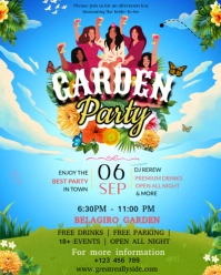 Blue Futuristic Garden Party Invitation Instagram Portrait template