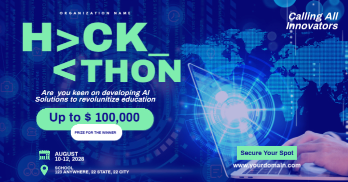 Blue Hackathon Facebook Post Template | PosterMyWall