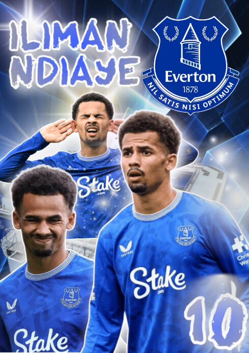 Blue Futuristic Iliman Ndiaye Everton Football Player A4 template