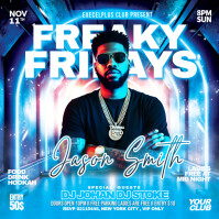 Blue Futuristic Live Concert Dj Music Event Poster Instagram Post template