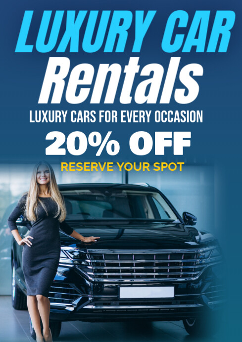 Blue Futuristic Luxury Car Rentals A1 Template | PosterMyWall