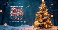 Blue Futuristic Merry Christmas Online Card Design Facebook Ad template