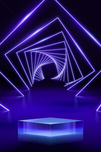 Blue Futuristic Neo Tunnel Stage Poster template