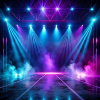 Blue Futuristic Neon Stage Lights  Instagram Post Wpis na Instagrama template
