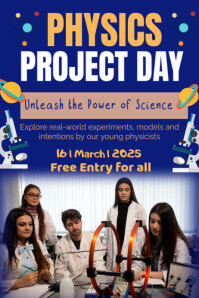 Blue Futuristic Physics Project Day Poster template