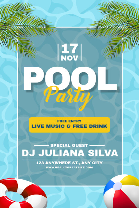 Price Pool Poster Blue Futuristic Pool Party Poster Template | PosterMyWall