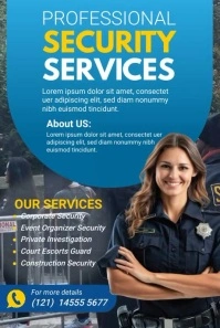 Blue Futuristic Professional Security Guards Pinterest Graphic template