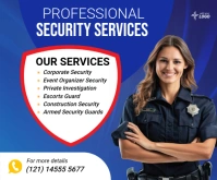 Blue Futuristic Professional Security Service Medium Rectangle template