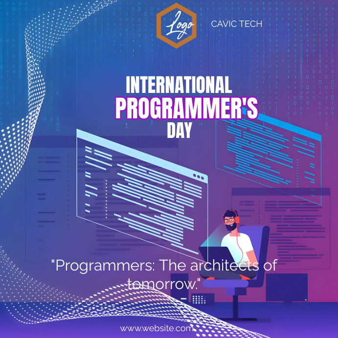 Blue Futuristic Programmer's Day Post Instagr template
