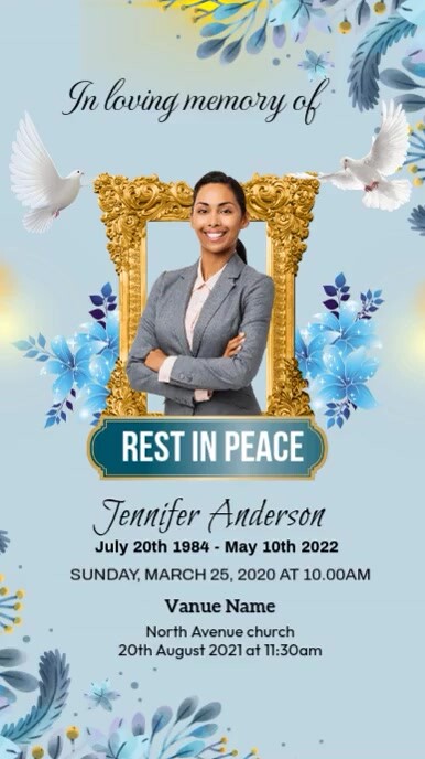 Blue Futuristic Rip Flyer Design, Memorial Ceremony  Digital Display (9:16) template