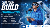 Синий Robotics and Coding Education Tampilan Digital Template