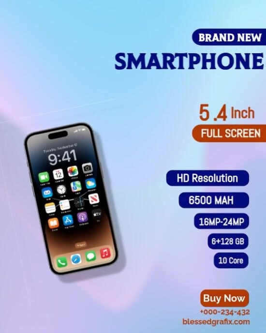 Blue Futuristic Smartphone Sales Flyer Instagram Portrait template