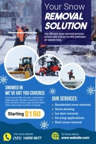 Blue Futuristic Snow Removal Service Flyer Pinterest Graphic template