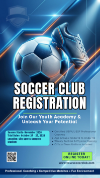 Blue Soccer Club Registration Instagram-verhaal Template