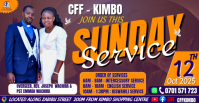 Blue Futuristic Sunday Service  Facebook Event Cover Okładka wydarzenia na Facebooku template
