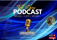 Blue Futuristic Talkshow Podcast A1 template