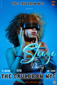 Blue Futuristic This Image Is A Dynamic And Futuristic-themed Flyer For An Event Called The "sleeze Gráfico de Pinterest template