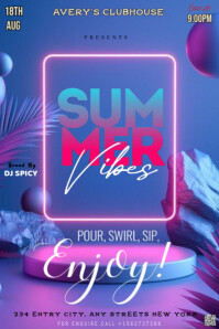 Blue Futuristic This Image Is A Vibrant And Modern Poster Advertising An Event Called "summer Vibes" ภาพกราฟิก Pinterest template