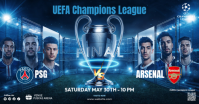 Blue Futuristic UEFA Champions League Final Facebook Shared Image template
