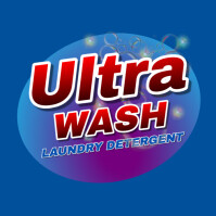 Blue Futuristic Ultra Wash Detergent Sticket Square (1:1) template