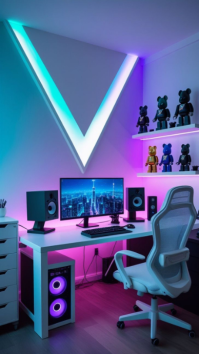Blau Futuristic Workspace Digitalt display Template