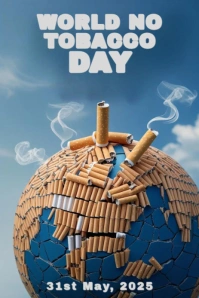 Blue Futuristic World No Tobacco Day Pinterest Graphic template