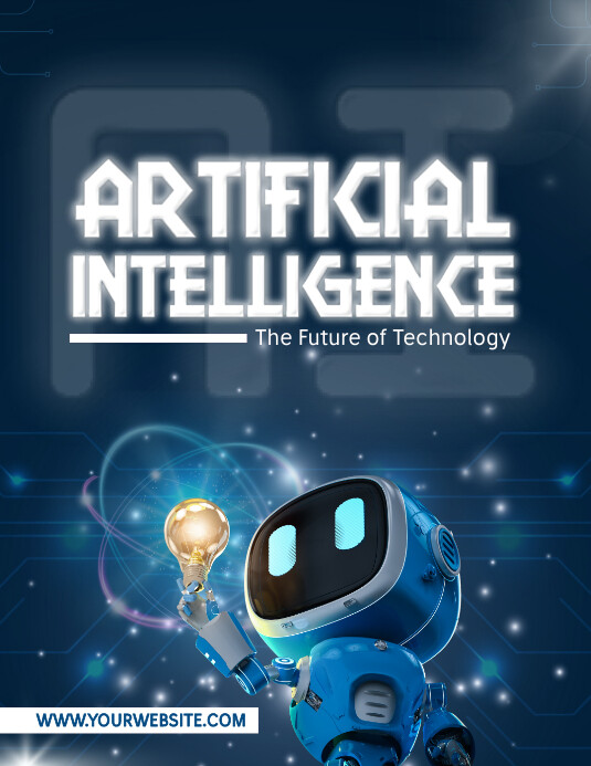 Blue Futuristik Artificial Intelligence Pamfl Volantino (US Letter) template