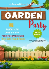 Blue Garden Party A5 template
