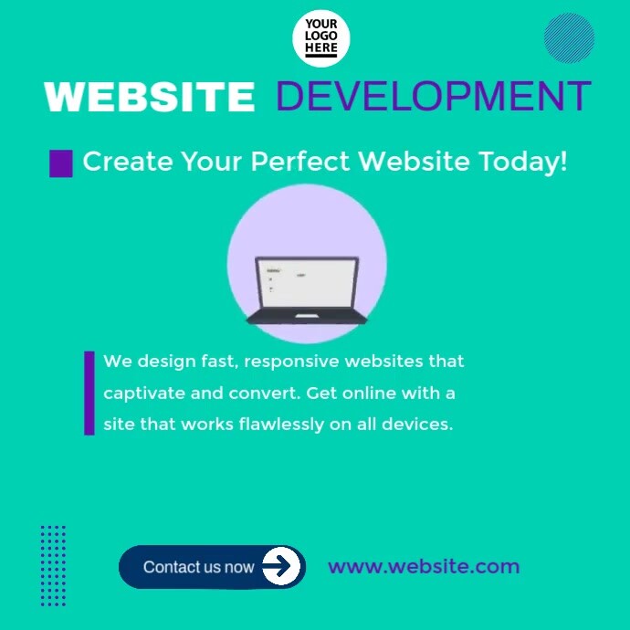 Blue Geometric Amazing Website Development Ad Instagram Post Template ...
