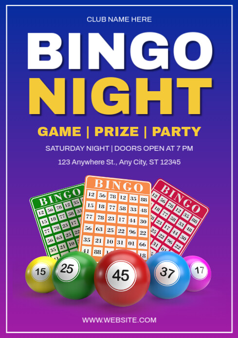 Blue Geometric Bingo Night Event Invitation A4 template