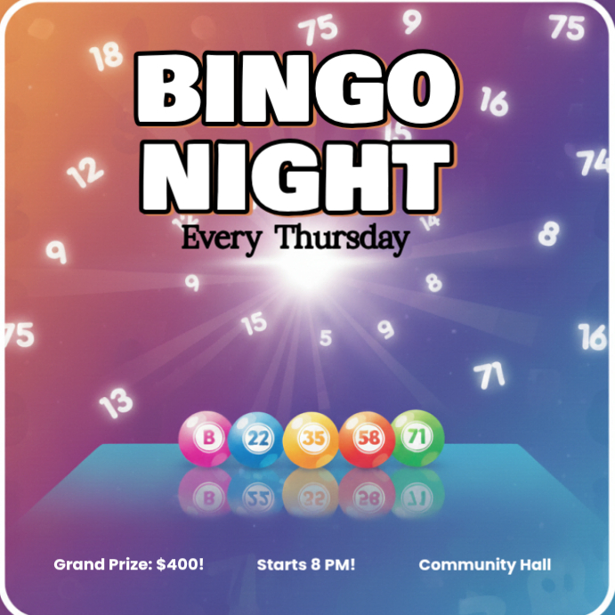 Blue Geometric Bingo Night Instagram Post Template | PosterMyWall
