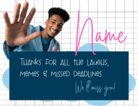 Blue Geometric Farewell Card  Template Flyer (us Letter)