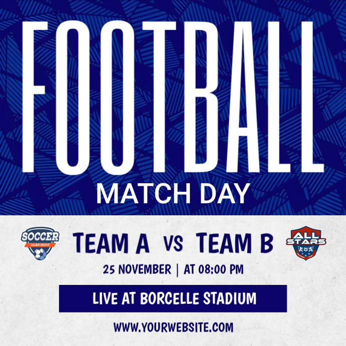 Blue Geometric Football Match Day Instagram Post Template | PosterMyWall