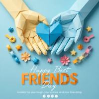 Blue Geometric Friendship Day Square Video Isikwele (1:1) template