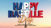 Blue Geometric Happy Bastille Day – Liberty, Equality, Fraternity – Celebrate French Freedom On 14th 数字显示屏 (16:9) template
