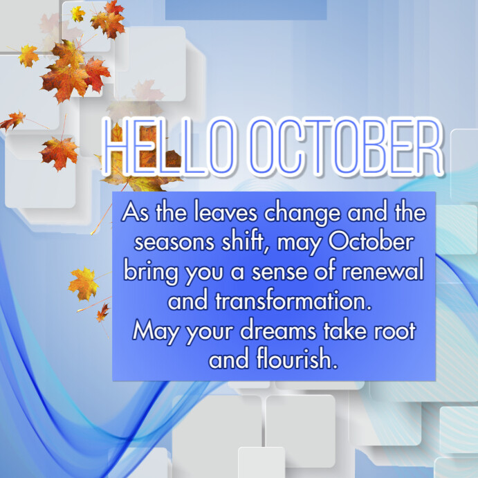 Blue Geometric Hello October  Square (1:1) template