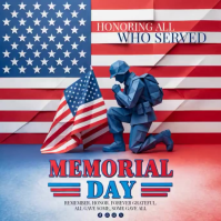 Blue Geometric Memorial Day Square Video Isikwele (1:1) template