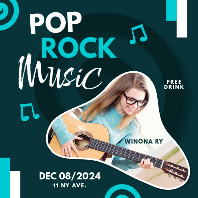 Blue Geometric Pop Rock Music Instagram Post