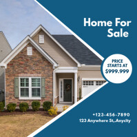 Blue Geometric Real Estate House For Sale Business  Instagram Post template