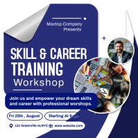Blue Geometric Skill &career Training, Workshop Flyer Square (1:1) template