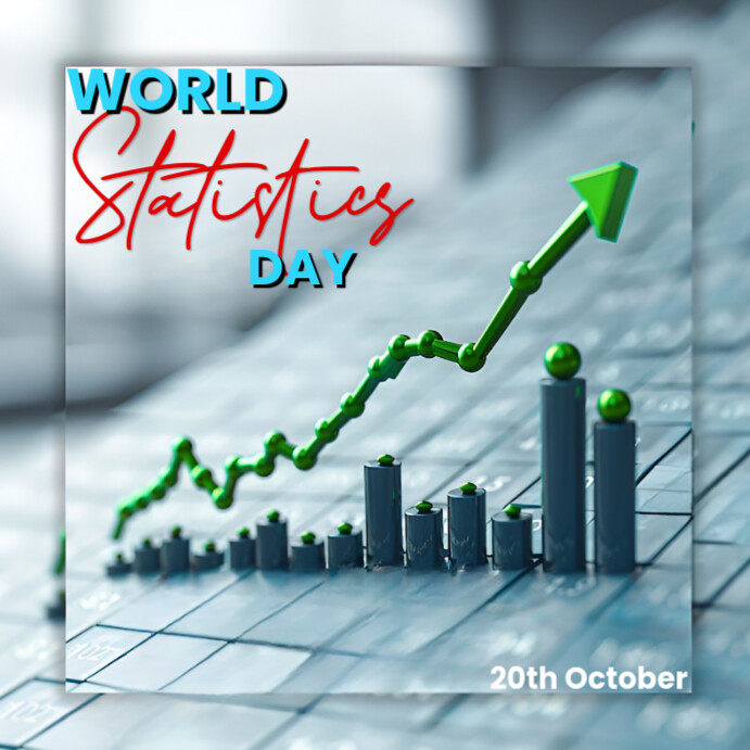 Statistic Post Blue Geometric World Statistics Day Instagram Post Template | PosterMyWall