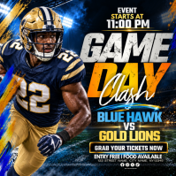 Black Football Game Day โพสต์บน Instagram Template