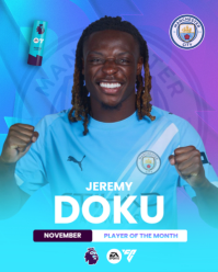 Blue Gradien Premier League Player Of The Month Instagram Portrait template