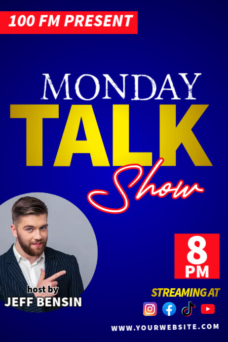 Talk Poster Examples Blue Gradien Radio Talk Show Poster Template | PosterMyWall